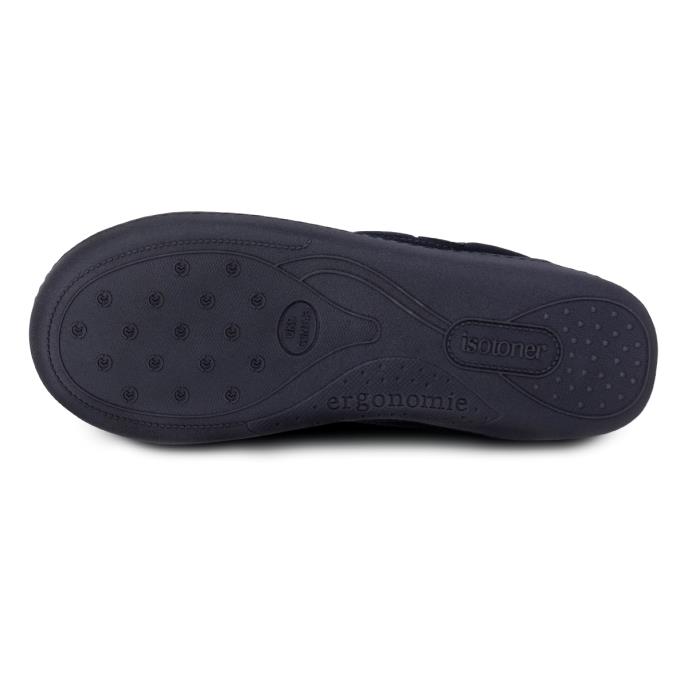 Isotoner® Mens Textured Mule Slipper With Striped Lining Navy Extra Image 5